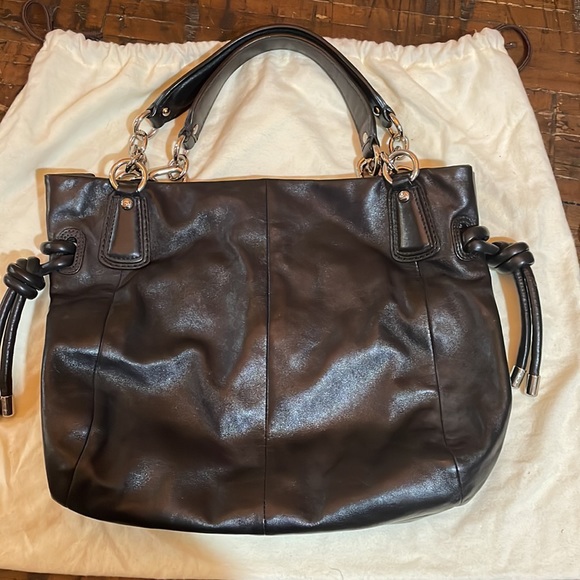 Coach Madison black leather shoulder bag, silver hardware, Tiffany blue lining - Picture 2 of 7